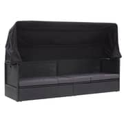 Vidaxl Outdoor Sofa Bed With Canopy Poly Rattan Black