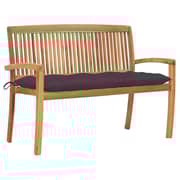 Vidaxl Stacking Garden Bench With Cushion 128.5 Cm Solid Teak Wood