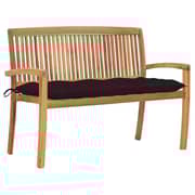 Vidaxl Stacking Garden Bench With Cushion 128.5 Cm Solid Teak Wood
