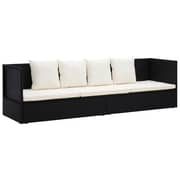 Vidaxl Garden Bed With Cushion & Pillows Poly Rattan Black