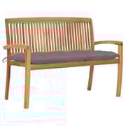 Vidaxl Stacking Garden Bench With Cushion 128.5 Cm Solid Teak Wood