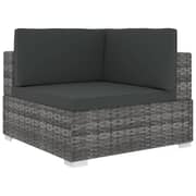 Vidaxl Sectional Corner Chair 1 Pc With Cushions Poly Rattan Grey