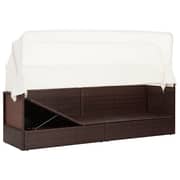 Vidaxl Garden Sofa With Canopy Poly Rattan Brown