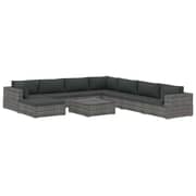 Vidaxl 9 Piece Garden Lounge Set With Cushions Poly Rattan Grey