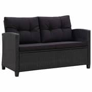Vidaxl 2-seater Garden Sofa With Cushions Black 124 Cm Poly Rattan