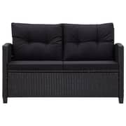 Vidaxl 2-seater Garden Sofa With Cushions Black 124 Cm Poly Rattan