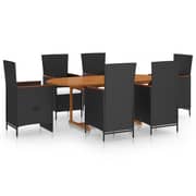 Vidaxl 7 Piece Garden Dining Set Poly Rattan Black