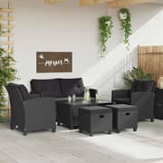 Vidaxl 6 Piece Garden Sofa Set With Cushions Poly Rattan Black