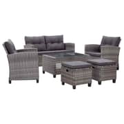 Vidaxl 6 Piece Garden Sofa Set With Cushions Poly Rattan Dark Grey