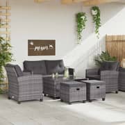 Vidaxl 6 Piece Garden Sofa Set With Cushions Poly Rattan Dark Grey
