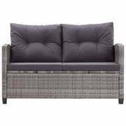 Vidaxl 2-seater Garden Sofa With Cushions Grey 124 Cm Poly Rattan