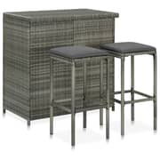 Vidaxl 3 Piece Bar Set Poly Rattan Grey