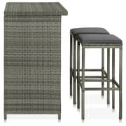 Vidaxl 3 Piece Bar Set Poly Rattan Grey