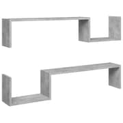 Vidaxl Wall Shelf 2 Pcs Concrete Grey 100x15x20 Cm Engineered Wood