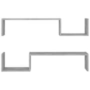 Vidaxl Wall Shelf 2 Pcs Concrete Grey 100x15x20 Cm Engineered Wood