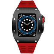 Merlin Apple Watch S7 Smartwatch with Dual Strap & Fitness Features - Black with Red Strap