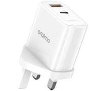 شاحن أورايمو ثنائي المنافذ أبيض مع كابل USB-C بطول 1  متر