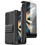 Vrs Design Quick Stand Active S [s-pen Compartment In Hinge Protection] Designed For Samsung Galaxy Z Fold 4 Case Cover (2022) With Kickstand & Screen Protector- Matte Black (s-pen Not Included)