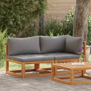 Vidaxl 2 Piece Sofa Set With Dark Grey Cushions Solid Acacia Wood