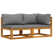 Vidaxl 2 Piece Sofa Set With Dark Grey Cushions Solid Acacia Wood