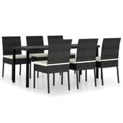 Vidaxl 7 Piece Garden Dining Set Poly Rattan Black