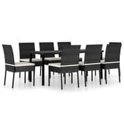 Vidaxl 9 Piece Garden Dining Set Poly Rattan Black