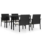 Vidaxl 5 Piece Garden Dining Set Poly Rattan Black