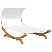 Vidaxl Hammock With Canopy 165x203x126 Cm Solid Bent Wood Cream