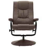 Vidaxl Tv Armchair With Foot Stool Brown Faux Leather