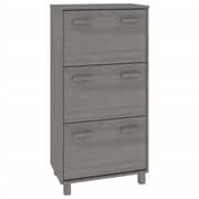 vidaXL Shoe Cabinet HAMAR Light Grey 59.5x35x117 cm Solid Wood Pine