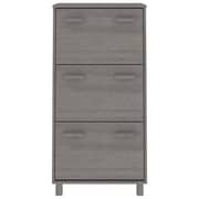 vidaXL Shoe Cabinet HAMAR Light Grey 59.5x35x117 cm Solid Wood Pine