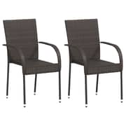 Vidaxl Stackable Outdoor Chairs 2 Pcs Poly Rattan Brown