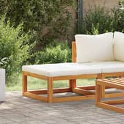 Vidaxl Footrest With Cream White Cushion Solid Acacia Wood