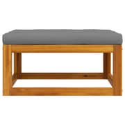 Vidaxl Footrest With Dark Grey Cushion Solid Acacia Wood