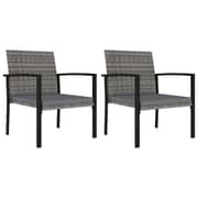 Vidaxl Garden Dining Chairs 2 Pcs Poly Rattan Grey