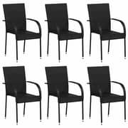 Vidaxl Stackable Outdoor Chairs 6 Pcs Poly Rattan Black