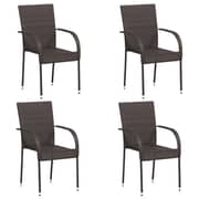 Vidaxl Stackable Outdoor Chairs 4 Pcs Poly Rattan Brown