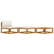 Vidaxl 3 Piece Garden Lounge Set With Cream Cushions Solid Acacia Wood