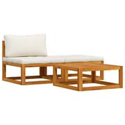 Vidaxl 3 Piece Garden Lounge Set With Cream Cushions Solid Acacia Wood
