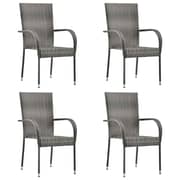 Vidaxl Stackable Outdoor Chairs 4 Pcs Grey Poly Rattan