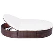 Vidaxl Outdoor Lounge Bed With Cushion Poly Rattan Brown