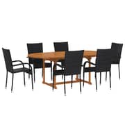 Vidaxl 7 Piece Garden Dining Set Poly Rattan Black