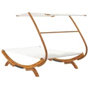 Vidaxl Hammock With Canopy 165x203x138 Cm Solid Bent Wood Cream