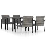 Vidaxl 5 Piece Garden Dining Set Poly Rattan Grey