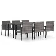 Vidaxl 7 Piece Garden Dining Set Poly Rattan Grey