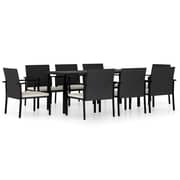 Vidaxl 9 Piece Garden Dining Set Poly Rattan Black