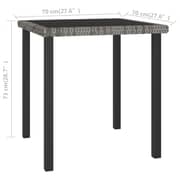 Vidaxl Garden Dining Table Grey 70x70x73 Cm Poly Rattan