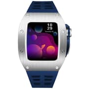 Merlin 413297 Craft Series 7 Apple Watch 45mm Stainless Steel Silver Case with Blue Strap