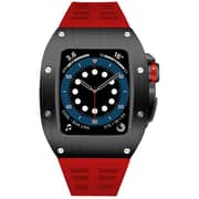 Merlin 414201 Craft Series 7 Apple Watch 45mm Stainless Steel Black Case with Red Strap