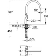 GROHE Ambi Monobloc Two Handle Kitchen Sink Mono Mixer Tap Swivel Spout 30189000